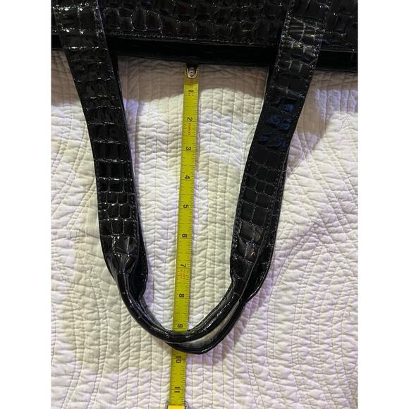 Black patent leather crocodile involves tote bag - Picture 5 of 7